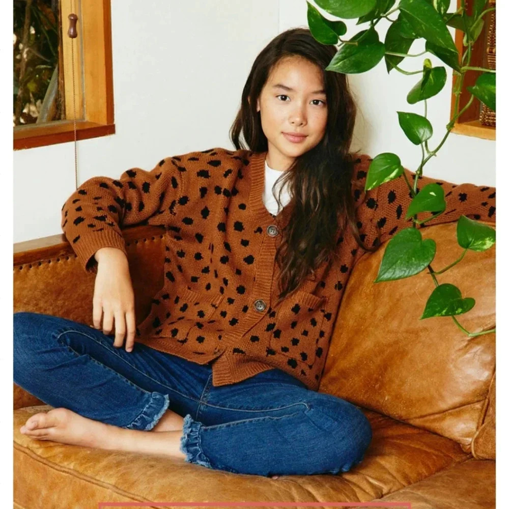 NWT LG Hayden Animal Print Button Cardigan
